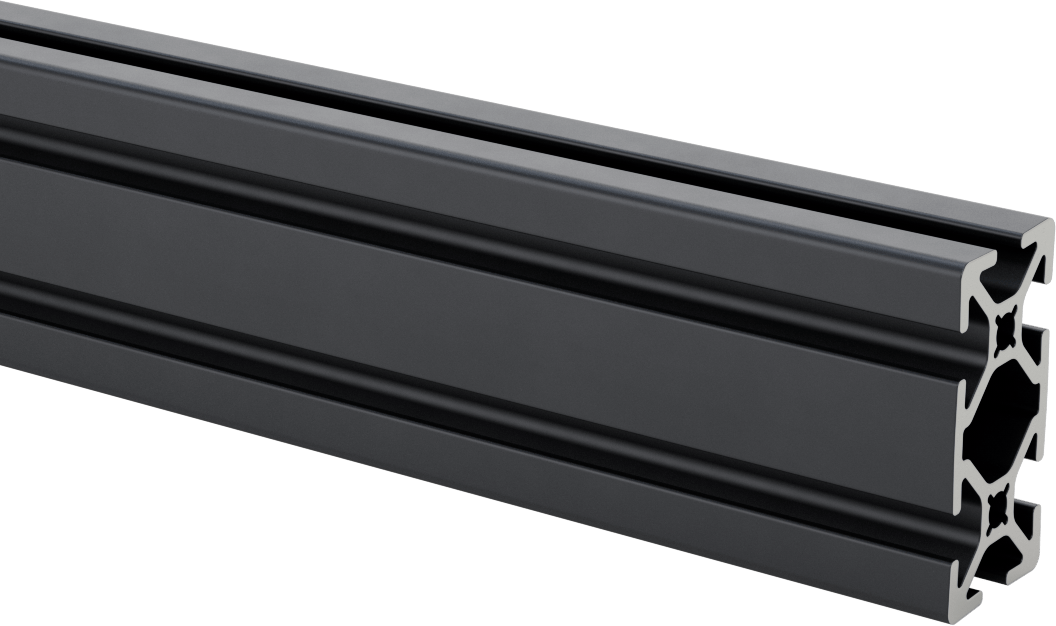 T-Yivli Çerçeve Rayı, Çift Altı Yuvalı, Pürüzsüz, Siyah, 50 mm Yükseklik x 25 mm Genişlik