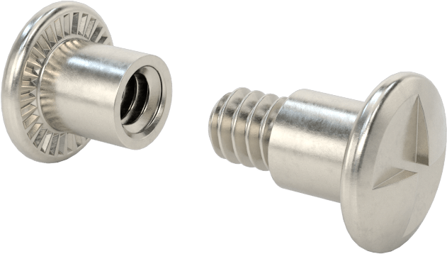 Kurcalamaya Dayanıklı Tek Yönlü Bağlantı Silindirleri ve Vidaları, 18-8 Paslanmaz Çelik, 1/2" ila 5/8" Kalınlık için, 1/4" Uzunluğunda Namlu