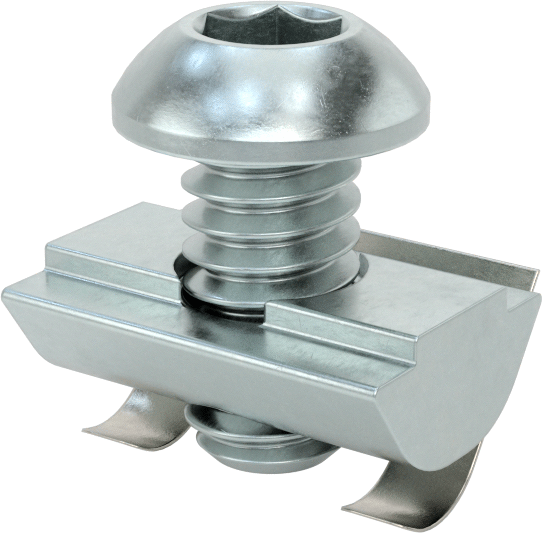 T-Yivli Çerçeve, Uç Beslemeli Yaylı Tırnaklı Somun ve 1/4"-20 Düğme Başlı 1" Ray — 1", 2", 3", Kendinden Hizalamalı Yaylı Tırnak, 1⁄4"-20