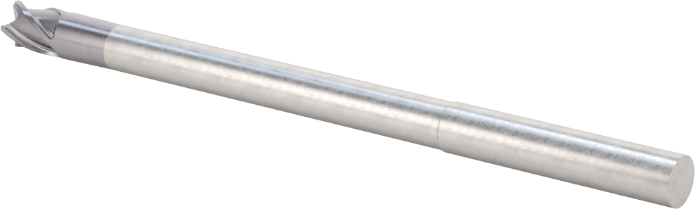 Hızlı Kesim Karbür Yuvarlak Kenarlı Kare Uçlu Freze, Uzun Uçlu, 4 Yiv, 3/8" Freze Çapı, 0.015" Köşe Yarıçapı