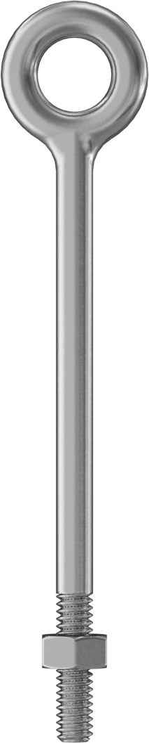Somunlu 304 Paslanmaz Çelik Halka Cıvata, Kaldırma Omuzlu Olmayan, 1/4"-20 Boyut x 1" Uzunlukta Diş