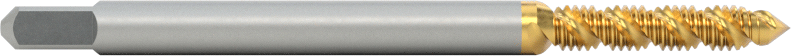 Kör Delikler için Yüksek Hızlı Çelik Talaş Temizleme Koyma Ucu, TiN Kaplamalı, Orta Ağız, M3 x 0.5 mm Diş Boyutu