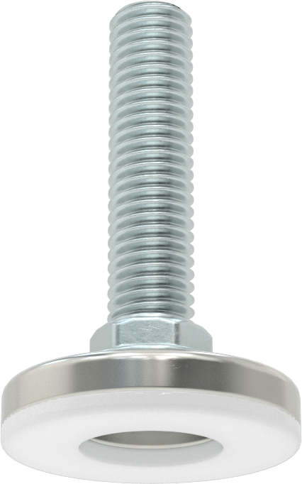Çinko Kaplı Çelik Saplamalı Sert Tesviye Bağlantı Elemanları, Naylon Yastıklı Nikel Kaplı Taban, 1/2"-13 x 2" Uzunluğunda Diş
