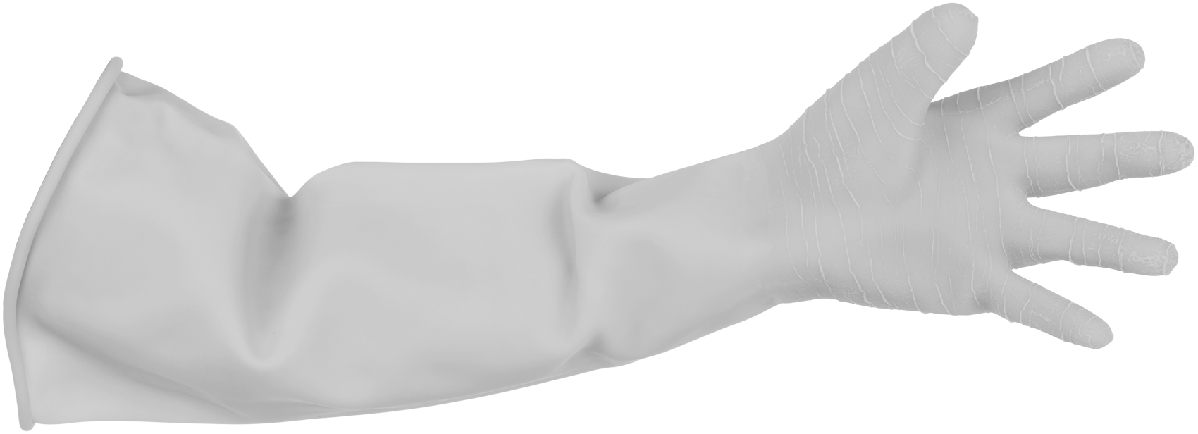 Tek parça kuru kutu eldivenleri, Lateks Kauçuk, 39 Mil Kalınlık, XL Boyutu — Arm, Full Hand, 6", Latex, Rubber