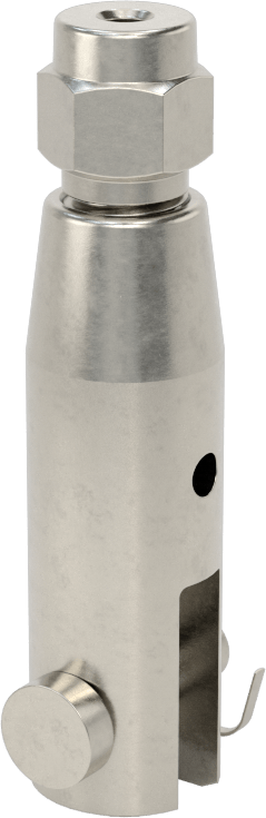 Kaldırma için Plug-Lock Tel Halat Bağlantı Parçası, 316 Paslanmaz Çelik, Çatal Uç, 3/64" ila 1/16" Halat Çapı için