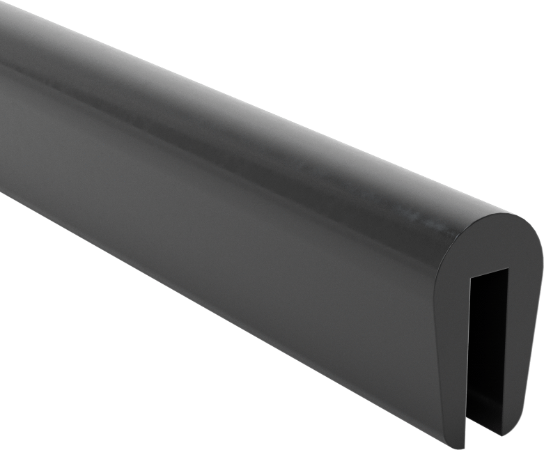 Neopren Kauçuk Kenar Çıtası, 1/8" Genişlik x 15/32" İç Yükseklik — 1⁄8", Siyah, 5⁄8"