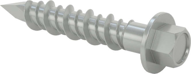 Duvar ve Beton için Diş Açan Vida, Altıköşe Başlık, Gümüş Kaplı Çelik, 5/16" Vida Boyutu, 1-3/4" Uzunluk