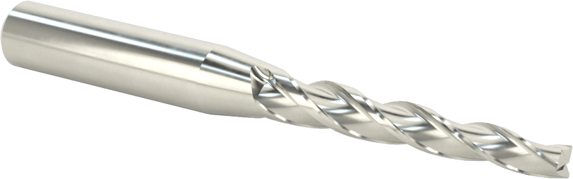 Kaplamasız Karbür Konik Kare Uçlu Freze, 3 Yiv, 1-1/2 Derece Konik, 3/16" Freze Çapı, 1-3/4" Uzunluğunda Kesim