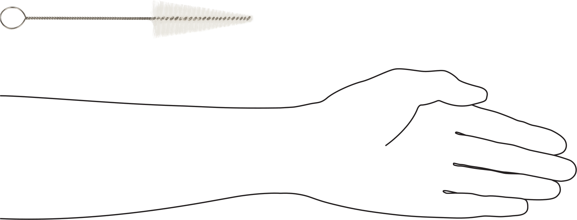 Şişe Fırçası, 1/4" - 1/2" Çap x 3" Uzunlukta Fırça, 7" Toplam Uzunluk