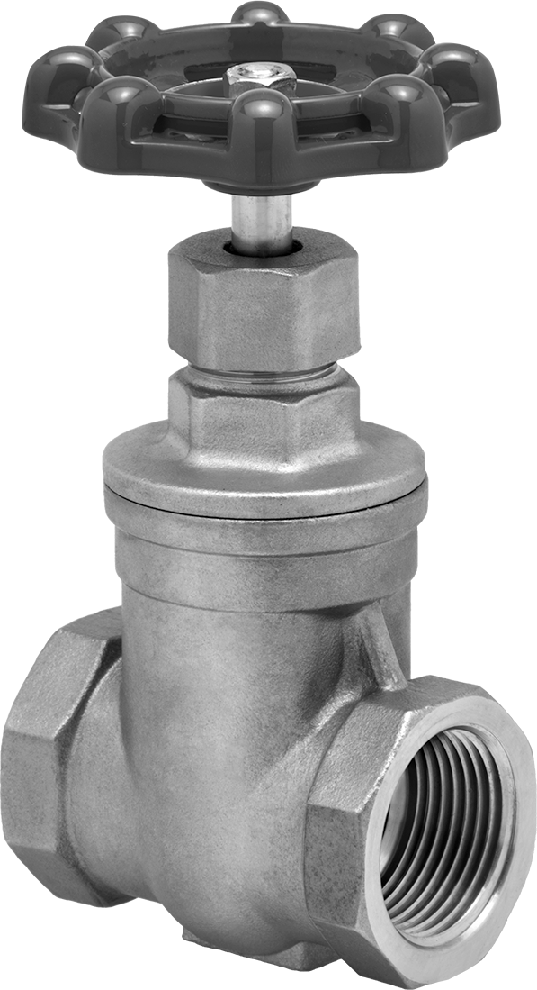 316 Paslanmaz Çelik Gövde ve Sürgülü Kademeli Açma/Kapama Vanası, Tekerlek Kolu ve Yükselmeyen Mil, 1 NPT Dişi — 1, 316 Stainless Steel,…
