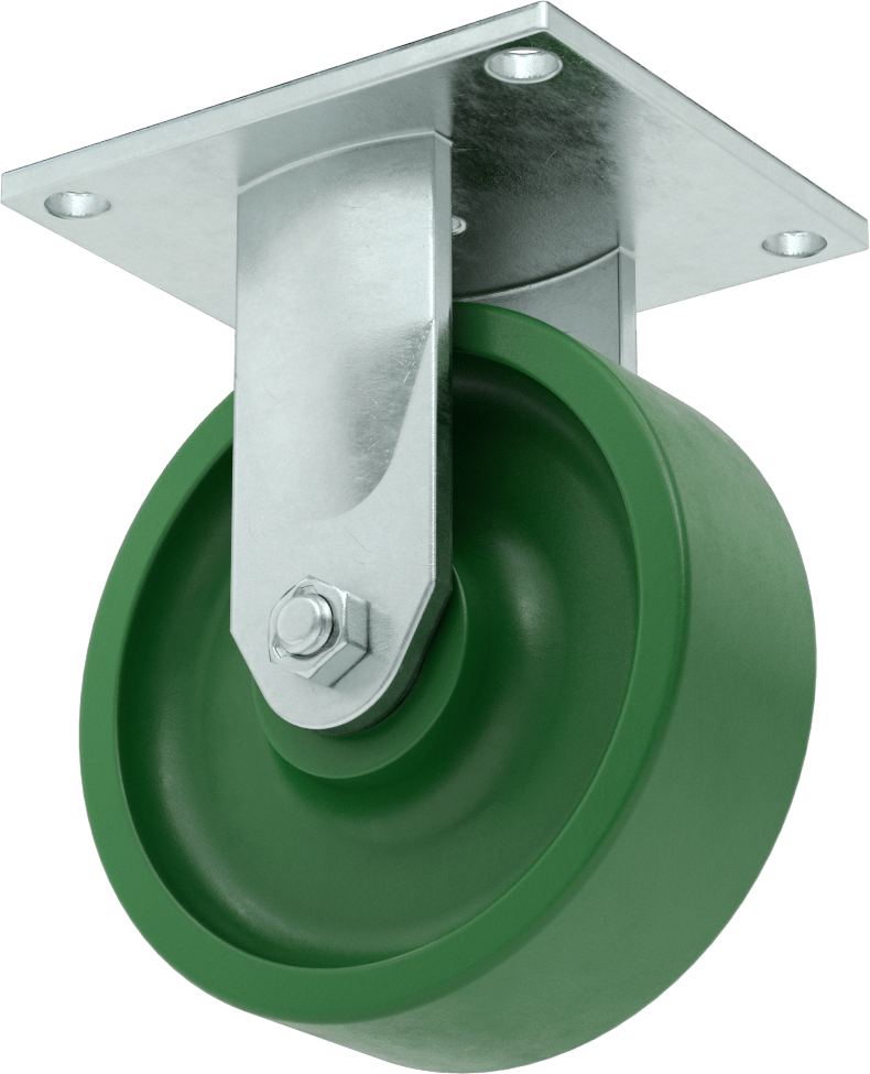 5-1/2" x 5" Plakalı Yüksek Kapasiteli Spartan Tekerlek, 6 inç Çapında 75D Durometre Poliüretan Tekerlekli Sert — 6", Levha, 1,000 lb.