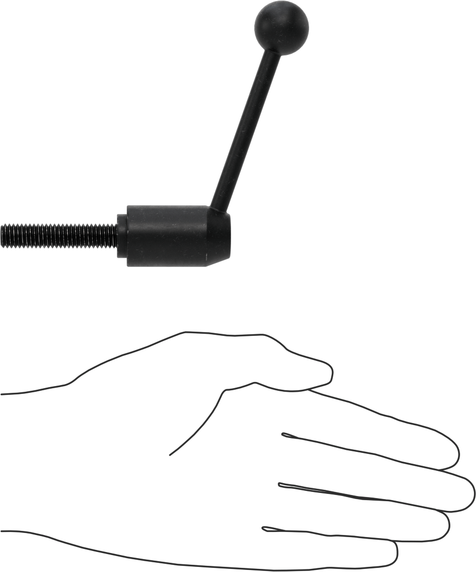 Çelik Ayarlanabilir Tutamak, 3/8"-16 Dişli 1-3/4" Uzunlukta Saplamalı, 2-15/16" Çıkıntı