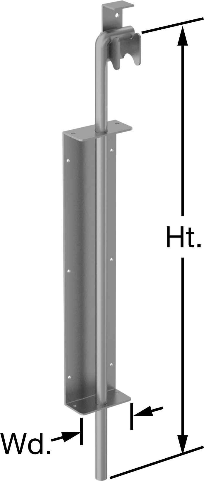 Uzun Uçlu Kayar Cıvata Mandalı, C-Braketli, Çinko Kaplı Çelik, 24 inç Yükseklik x 3-1/4 inç Genişlik — 24", 5⁄8", Çelik