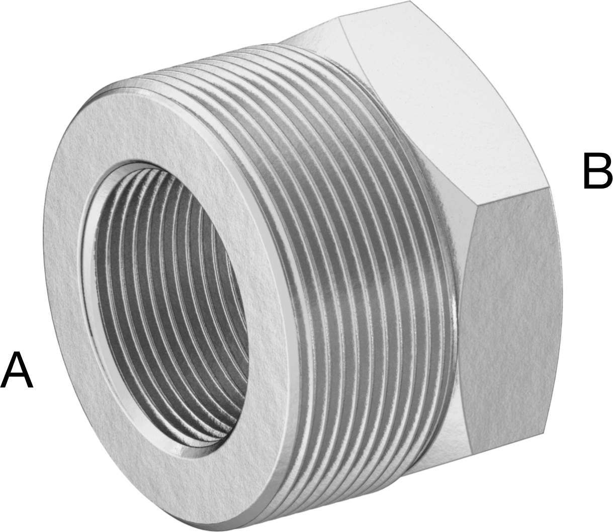 Yüksek Basınçlı Pirinç Boru Bağlantı Elemanı, Altıgen Gövdeli Adaptör, 2 NPT Erkek x 1-1/4 NPT Dişi — Bushing, Reducing Adapter, Pirinç, NPT