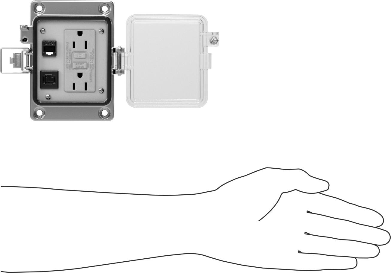 Muhafazaya Monte Alüminyum Priz Kutuları, Ethernet Bağlantılı, Devre Kesici ve GFCI, 2 Çıkış