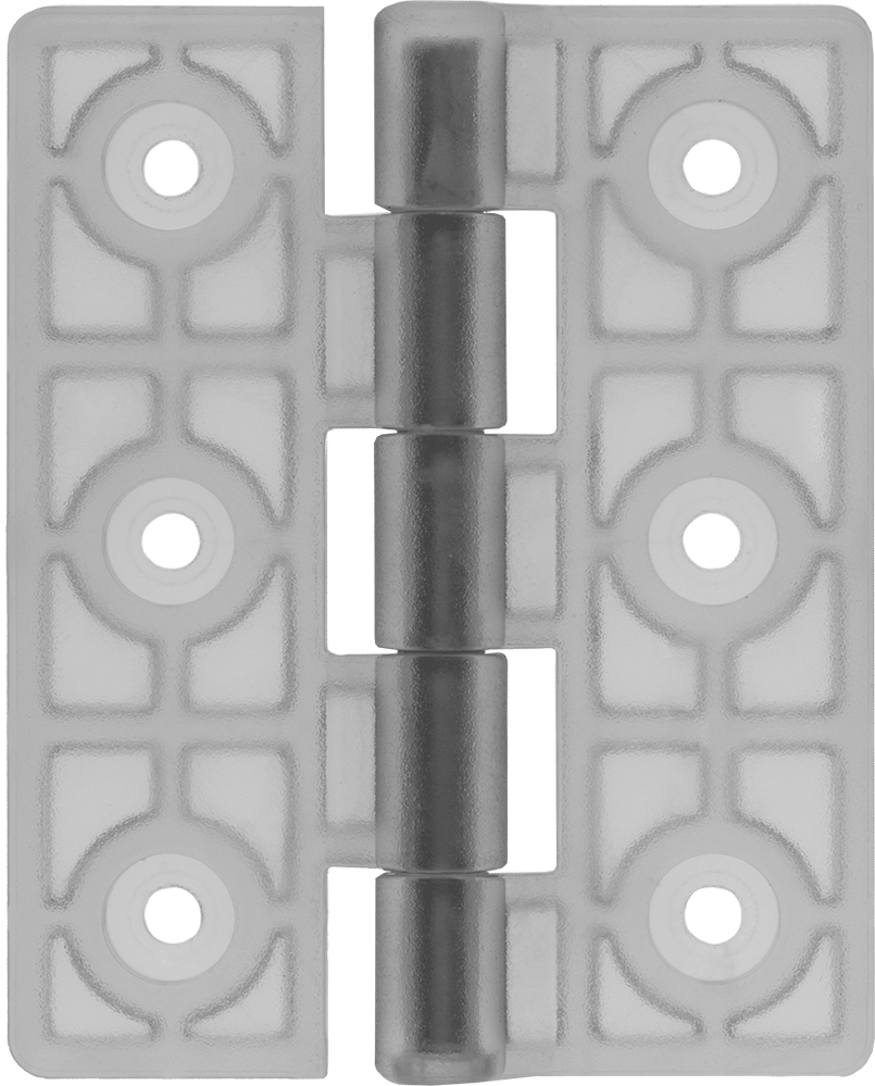 Temiz Oda Menteşesi, Delikli, PVC Plastik, 3-15/16" x 1-9/16" Kapı Kanadı — Yüzey, Çıkarılamaz, Şeffaf
