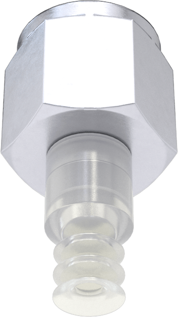 Gıda Endüstrisi Vakum Vantuzu, Yükseklik Ayarlı, Çoklu Körük, 0.22" Vantuz Çapı, 1/8 NPT Dişi