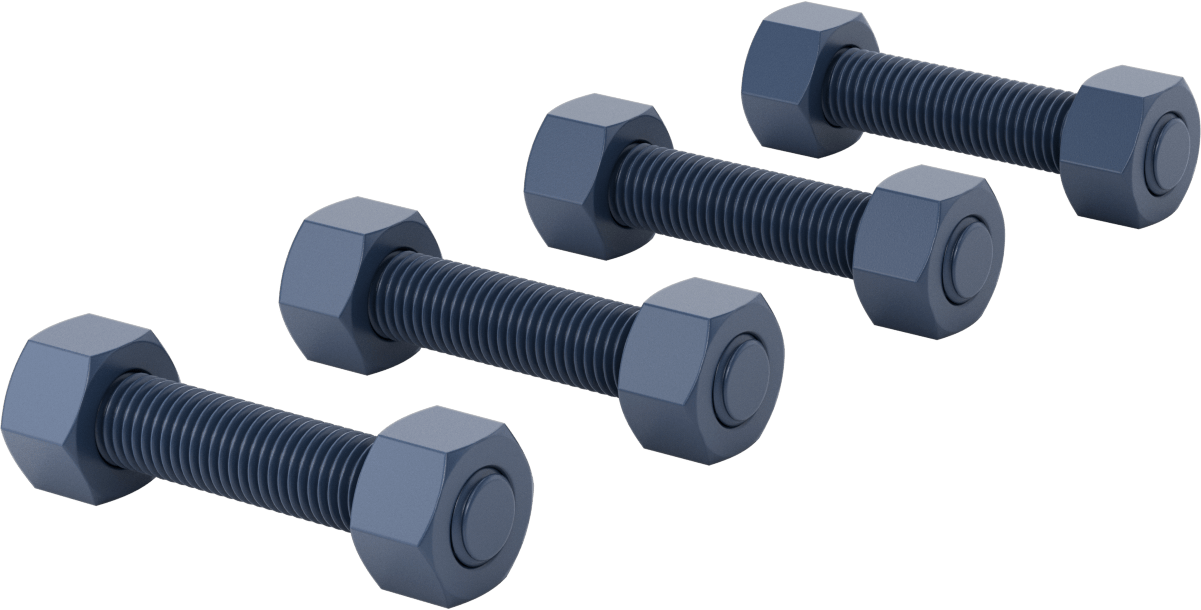 PTFE Kaplı Çelik Gijon ve Altıköşe Somun Kiti, Sınıf 1500 Boyut 1 Boru Flanşı için — ASTM Grade B7, Çelik, 1500
