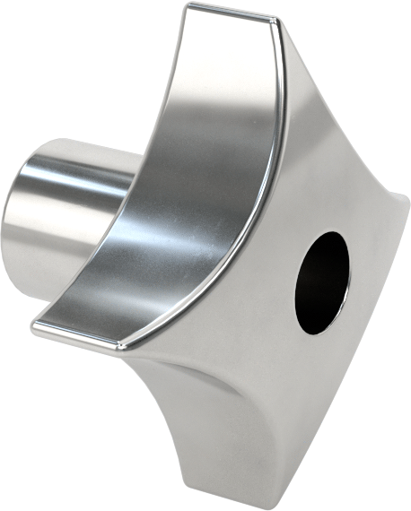 Paslanmaz Çelik Dört Kollu Topuz, 1/2" Çaplı 1-5/8" Derinlikli Delikli — 1⁄2", Dişsiz Delik, 303 Stainless Steel, Stainless Steel