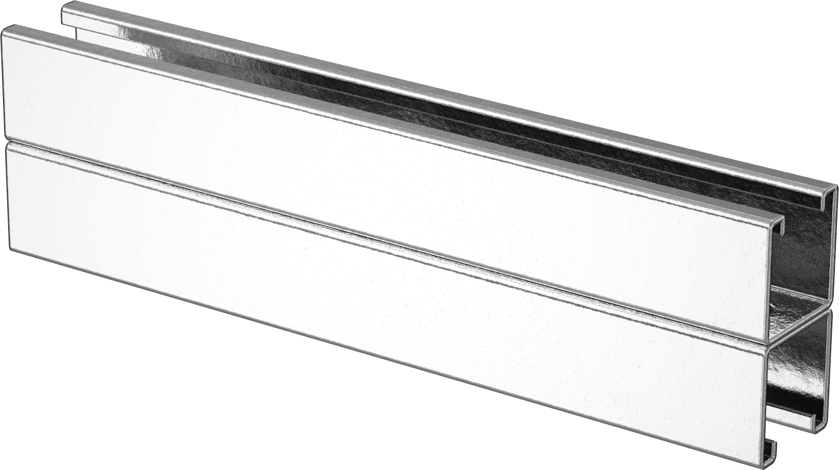 Sırt Sırta İstiflenmiş Dikme Kanalı, Yivli Delik, 304 Paslanmaz Çelik, 1-5/8" Yükseklik — Stacked, Standard, Yivli Delik, 304 Stainless S…