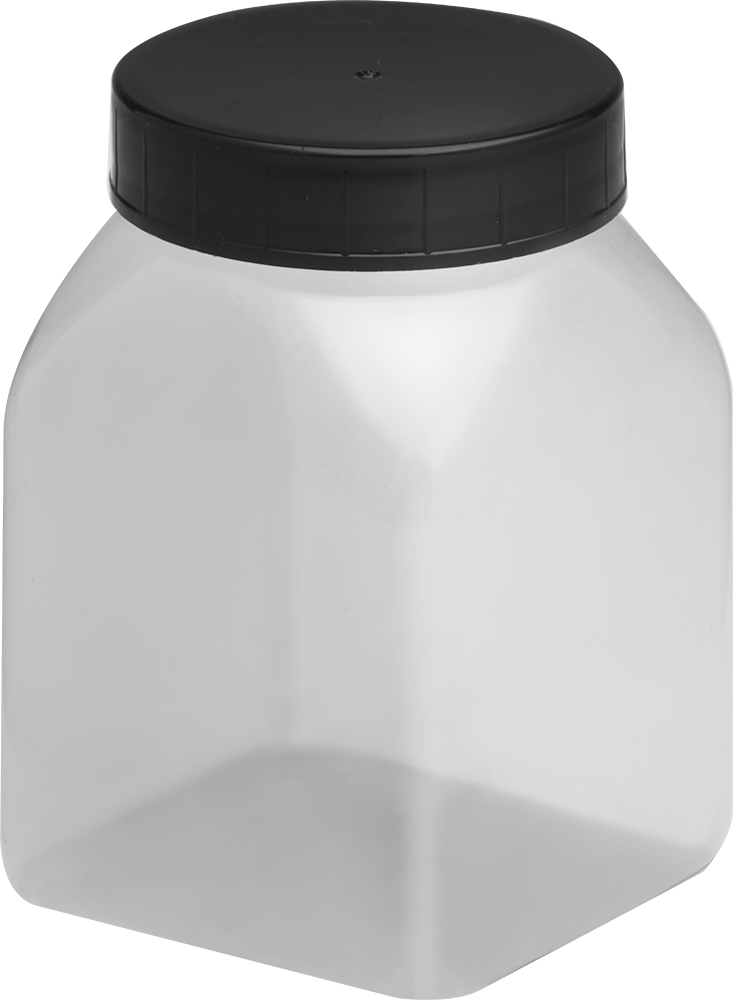 Şeffaf PVC Plastik Kavanoz, 16.9 FL oz/500 ml Kapasite — 16.9 fl. oz., 500 ml, 4 1⁄4", Paper, Phenolic, Plastic, PVC