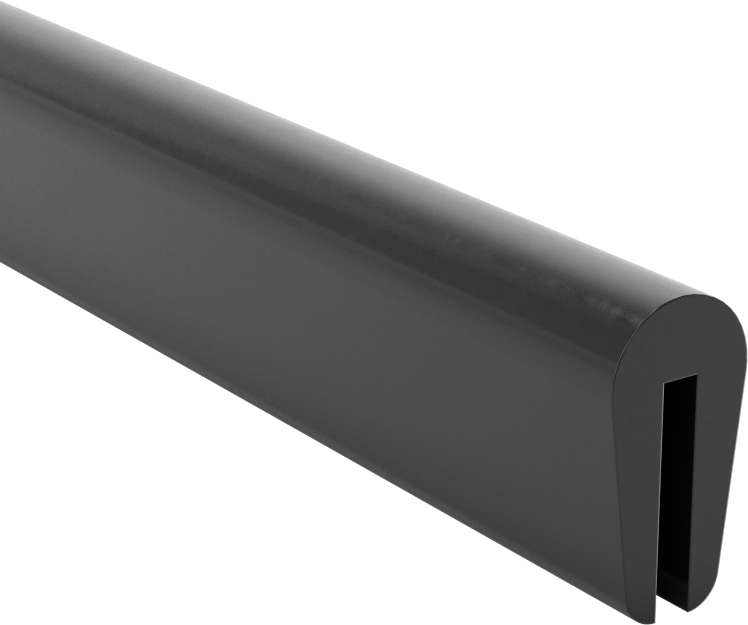 Neopren Kauçuk Kenar Çıtası, 1/16" Genişlik x 3/8" İç Yükseklik — 1⁄16", Siyah, 1⁄2"
