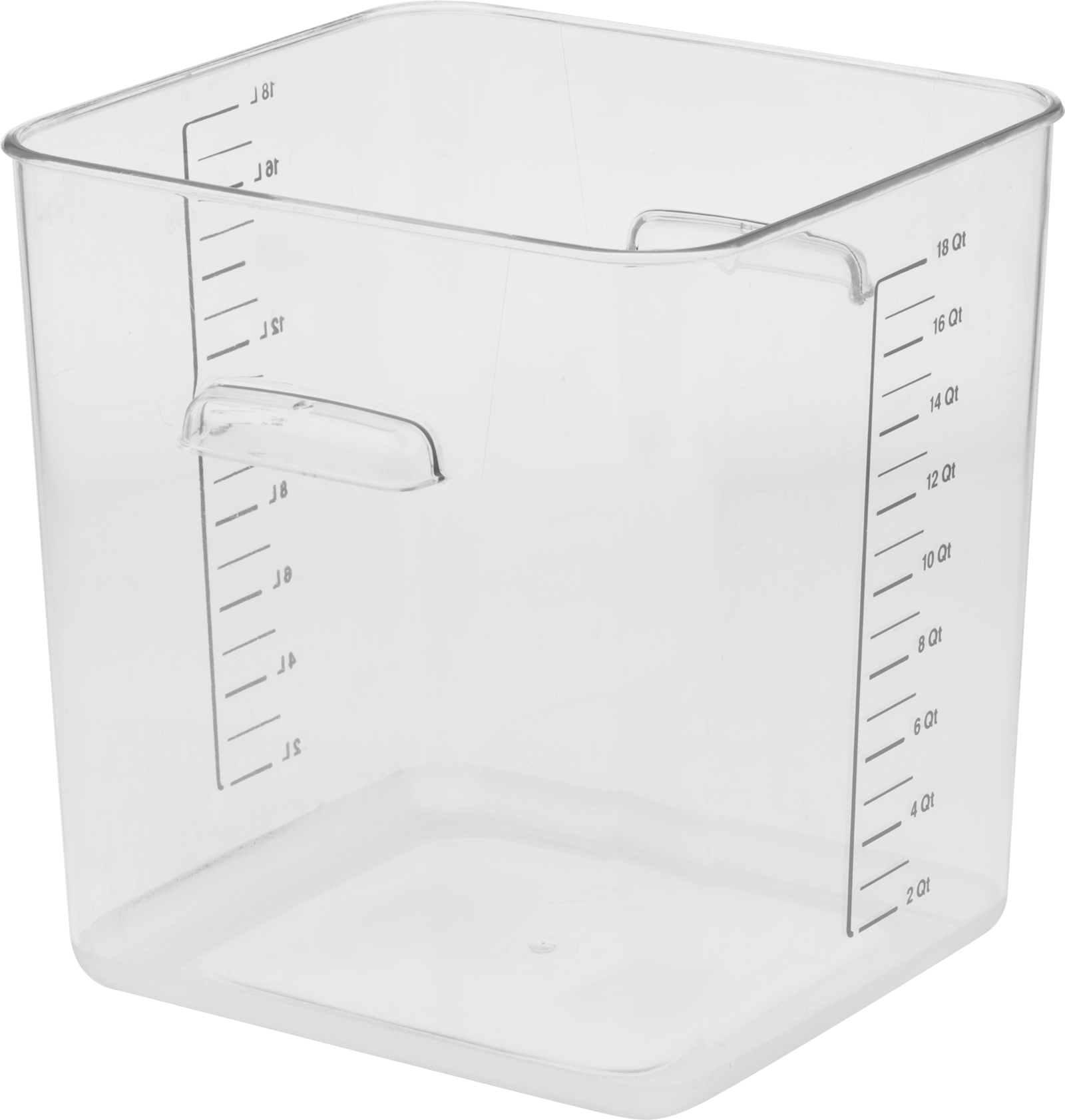 Yiyecek ve İçecek için Plastik Saklama Kabı, Polikarbonat, 4-1/2 Galon Kapasite, 11-3/8" x 10-1/2" x 12" — Dikdörtgen, 11 3⁄8", 12"