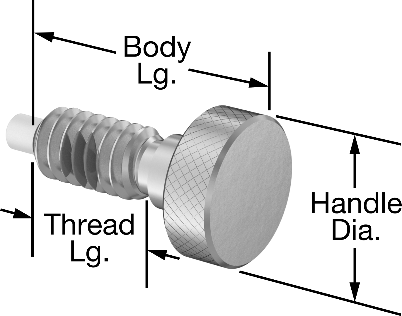 Düğme Tutamaklı Geri Çekilebilir Yaylı İtici, Çelik Gövde ve Asetal Burunlu, 1/4"-20 Diş, 1/2" Diş Uzunluğu