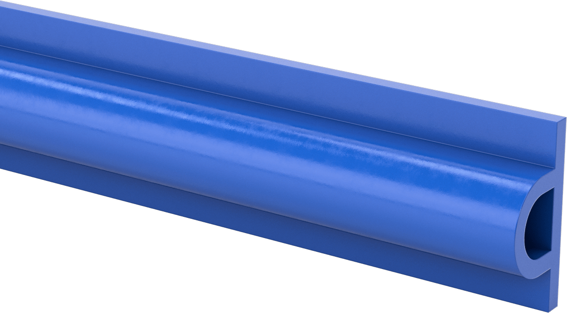 FDA Uyumlu Kabarık Profilli Yüzey Koruyucu, 12 Fit Uzunluk, 2-5/8" Genişlik, 1-1/4" Kalınlık — Düz Arka Yüzey, 2 5⁄8", 1 1⁄4"