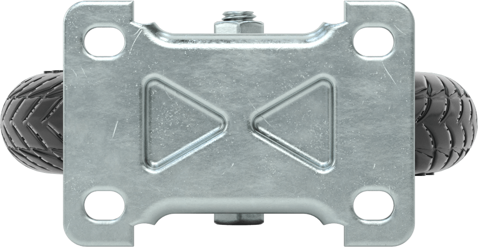 3-3/4" x 2-5/8" Montaj Plakalı Tekerlek, 6" Çaplı Siyah Pnömatik Kauçuk Tekerlekli Sert