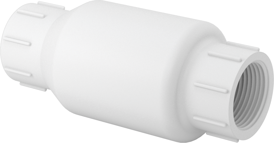İçme Suyu için PVC Çekvalf, Yaylı Pistonlu, Beyaz, 1 NPT Dişi