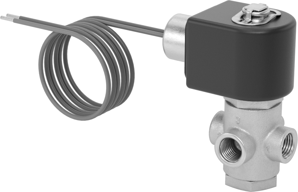 Pirinç Gövde Solenoid Açma/Kapama Vanası, Kompakt, Yan Egzoz Deliği, 1/4 NPT Dişi, 50 Maksimum PSI