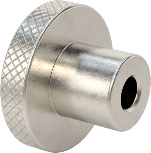303 Paslanmaz Çelik Tırtıllı Düğme, 5/16" Çapında Dişsiz Delik ve 1-1/2" Baş Çapılı