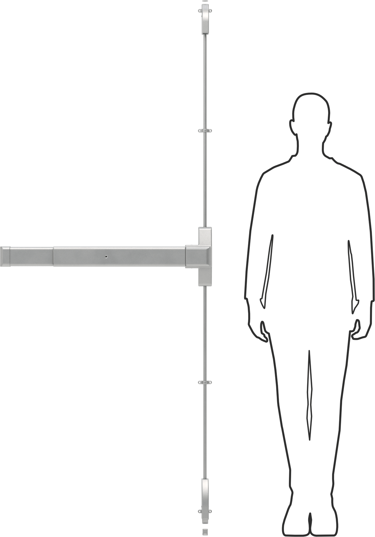 Paslanma ve Aşınmaya Dayanıklı İtme Çubuğu, Trans Atlantic Ed-Vr531, 26" ila 36" Genişlikteki Kapılar için
