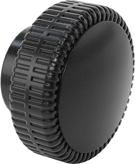 Tırtıllı Plastik Tutamak, Dişsiz, 1/4" Çap x 1/2" Derinlikte Delik, 1-1/4" Çapında Başlık