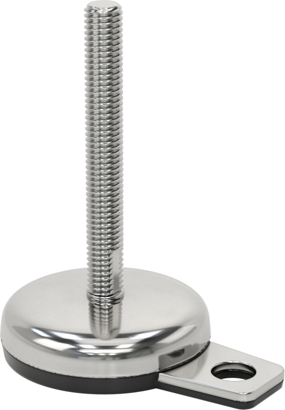 Buna-N Yastıklı 316 Paslanmaz Çelik Sabit Düzleştirme Montaj Parçası, Döner, 4" Uzunlukta 1/2"-13 Saplama, 1 Ofset Delik, 2700 lbs. Kapasite