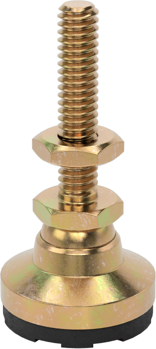 Dişli Saplamalı Döner Seviyeleme Montaj Parçası, Çinko-Sarı-Kromat Çelik, Yastık, 1-1/4" Uzunluk 1/4"-20 Saplama