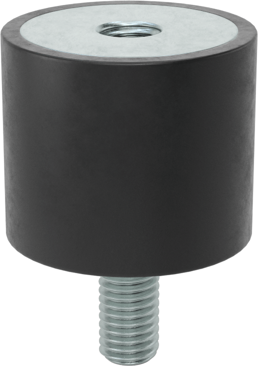 Neopren Titreşim Sönümleyici Sandviç Montaj, 1/2"-13 Çelik Saplama ve Ek Parçalı, 410 lbs. Kapasite, 1-11/16" Yükseklik — 1⁄2"-13, 1 11⁄1…