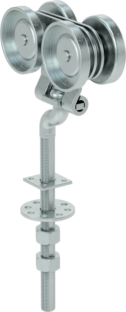 Cıvatalı Kaplamalı Çelik Ofset Askı, 10-1/8" Yükseklik, Kapılar için Makaralı Ray için — Metal, Steel, Wood, 400 lb., Askı