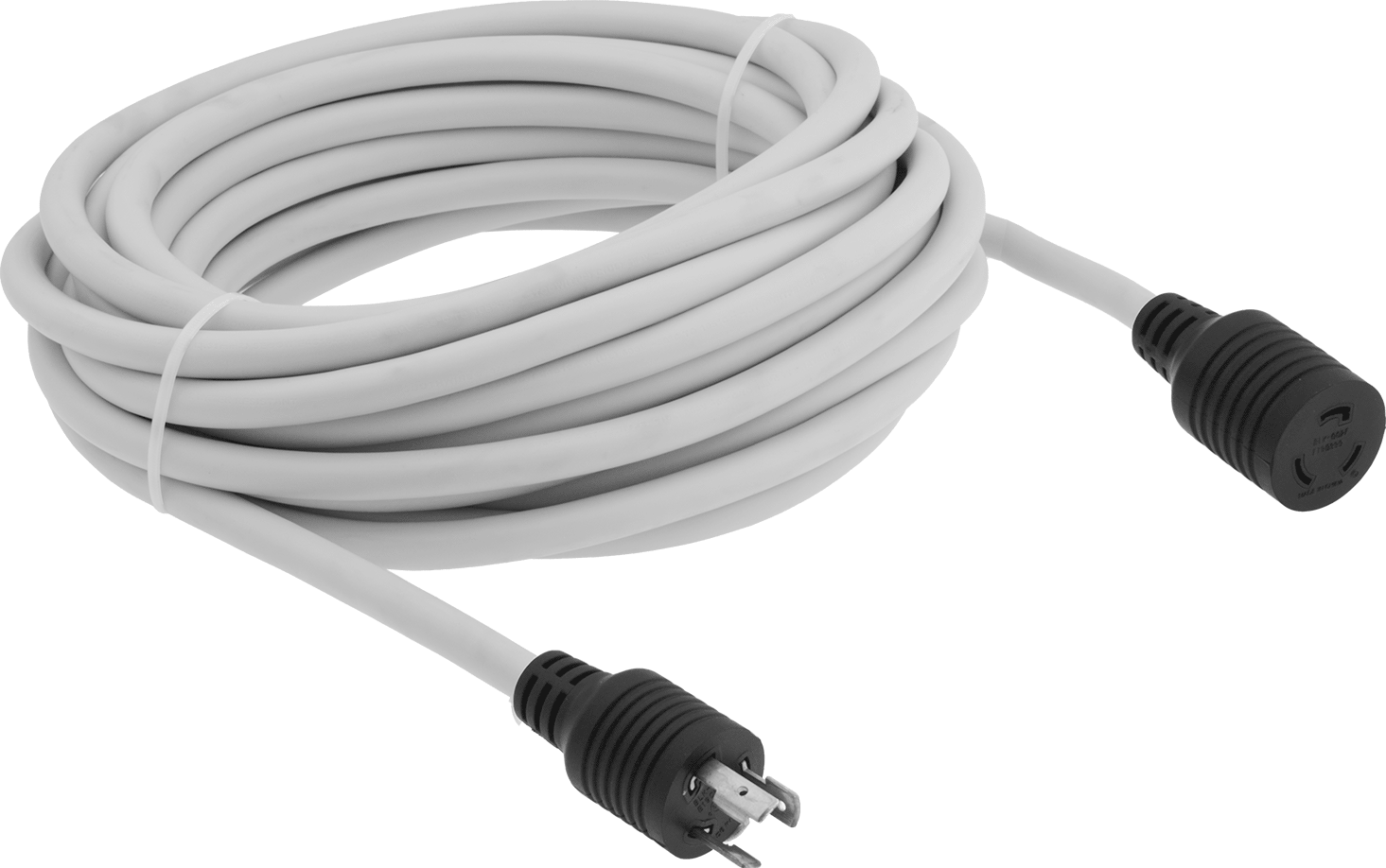 Aşınmaya Dayanıklı Turn-Lock Uzatma Kablosu, 50 Fit Uzunluk, 0.435" Kordon Dış Çapı — 125V AC, 50 ft., 20 amp