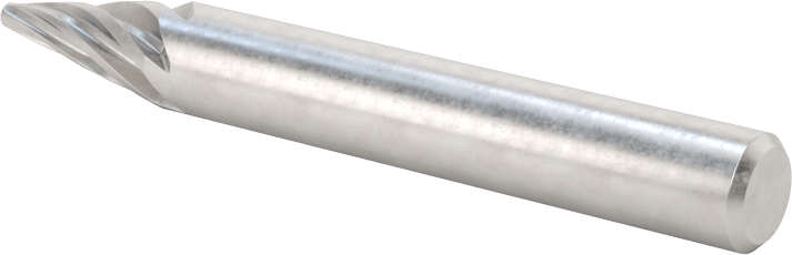 Yumuşak Metaller ve Plastikler için Karbür Frez, Sivri Konik, 1/4" Baş Çapı