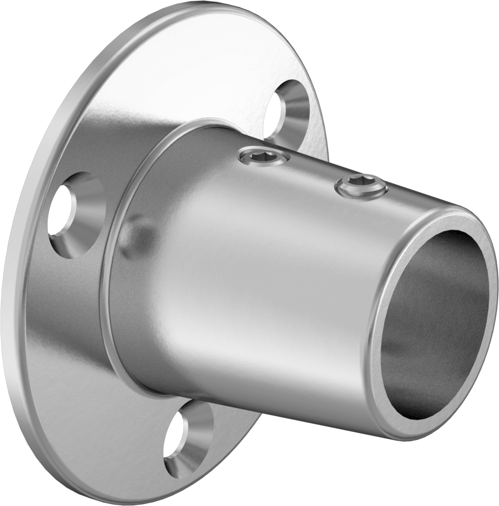Paslanmaz Çelik Giydirme Çerçeve Bağlantı Elemanı, Ray Desteği, Yuvarlak Gömme Flanş — 316 Stainless Steel, Stainless Steel, Delikli Ray…