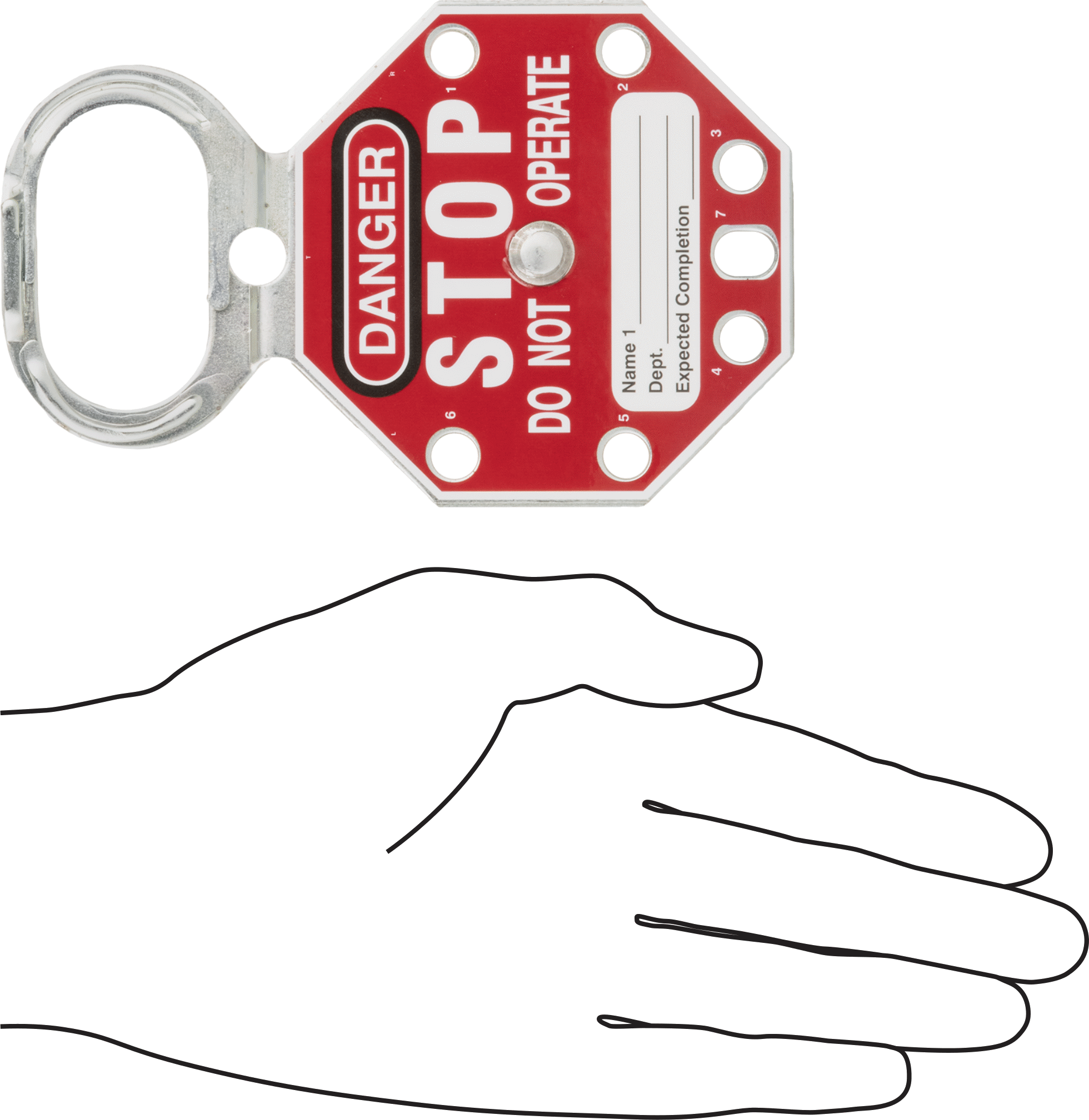 Etiketli Kilitleme Mandalları, Vinil Kaplı Çelik, 1-1/8" x 2-1/16" Mandal Boşluğu