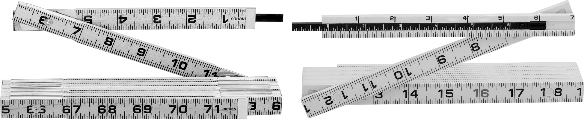 Katlanabilir Cetvel, Uzatmalı, Önden veya Arkadan Açılır, 9/64" Kalınlık — 6 ft., Ahşap, Kahverengi