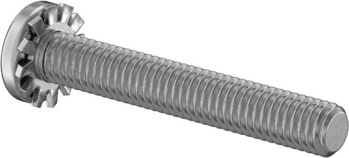 18-8 Paslanmaz Çelik Silindir Başlı Vida, Dış Dişli Pullu, 10-32 Diş Boyutu, 1-1/4" Uzunluk