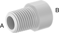 Burç Adaptörü, Kimyasallar için Yüksek Sıcaklık PTFE Borusu için 1/4 Erkek x 1/8 Dişi NPT