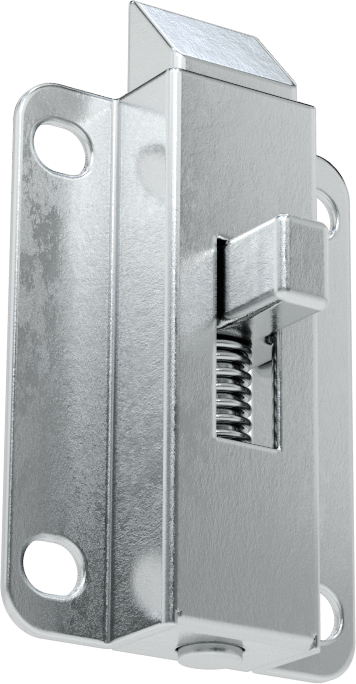 Yaylı Kayar Cıvata Mandalı, Düğme Çekme, Çinko Kaplı Çelik, 2" Yükseklik, 1.5" Genişlik, Dışa Açılan Kapı