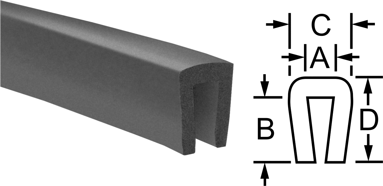 Neopren Kauçuk Kenar Çıtası, 1/32" Genişlik x 9/32" İç Yükseklik