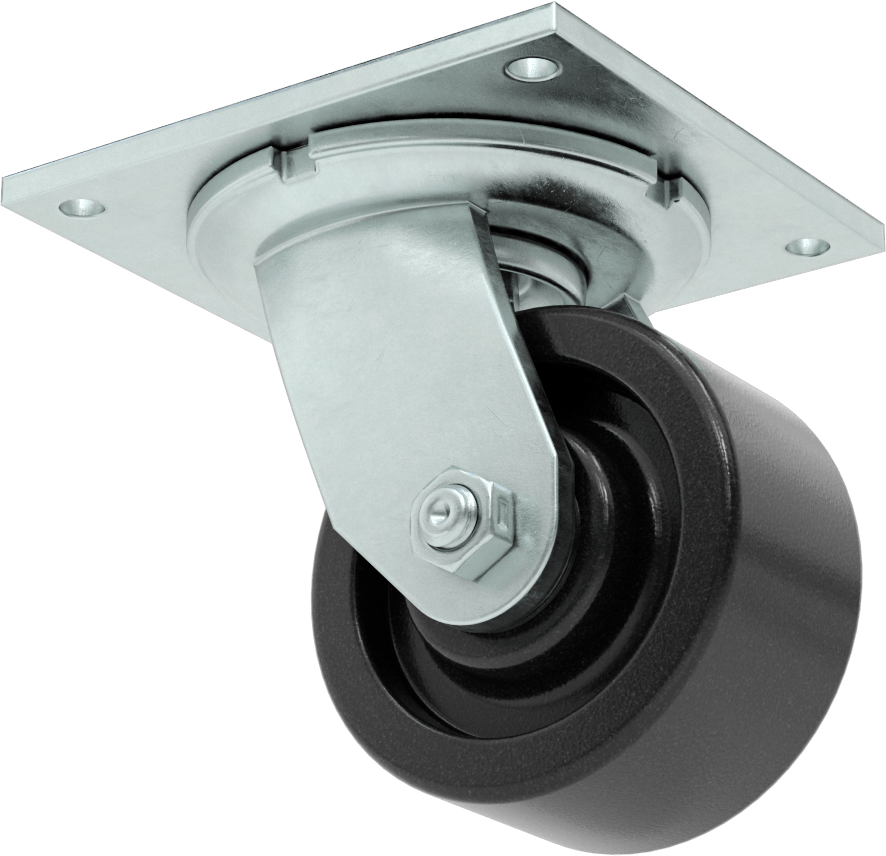 5-1/2" x 5" Plakalı Yüksek Kapasiteli Spartan Tekerlek, Açık Rulmanlı ve 4 inç Çapında Fenolik Tekerlekli Döner Tekerlek