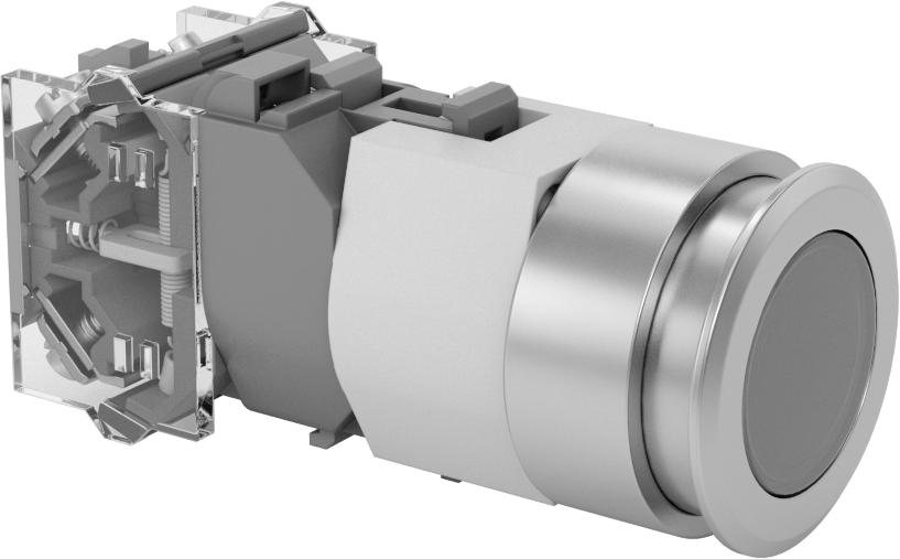 Gömme Montajlı 30 mm Panel Montajlı Basmalı Düğme Anahtarı, 2 Devreli, Anlık — 230V AC, 24V DC, Illuminated, Not Illuminated, Gömme